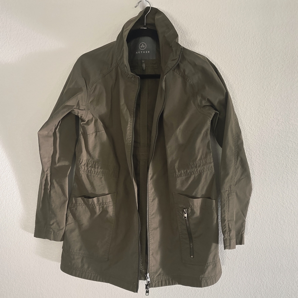 Aether Arden Cargo Jacket Women Wax Cotton Army Olive Green Size Small